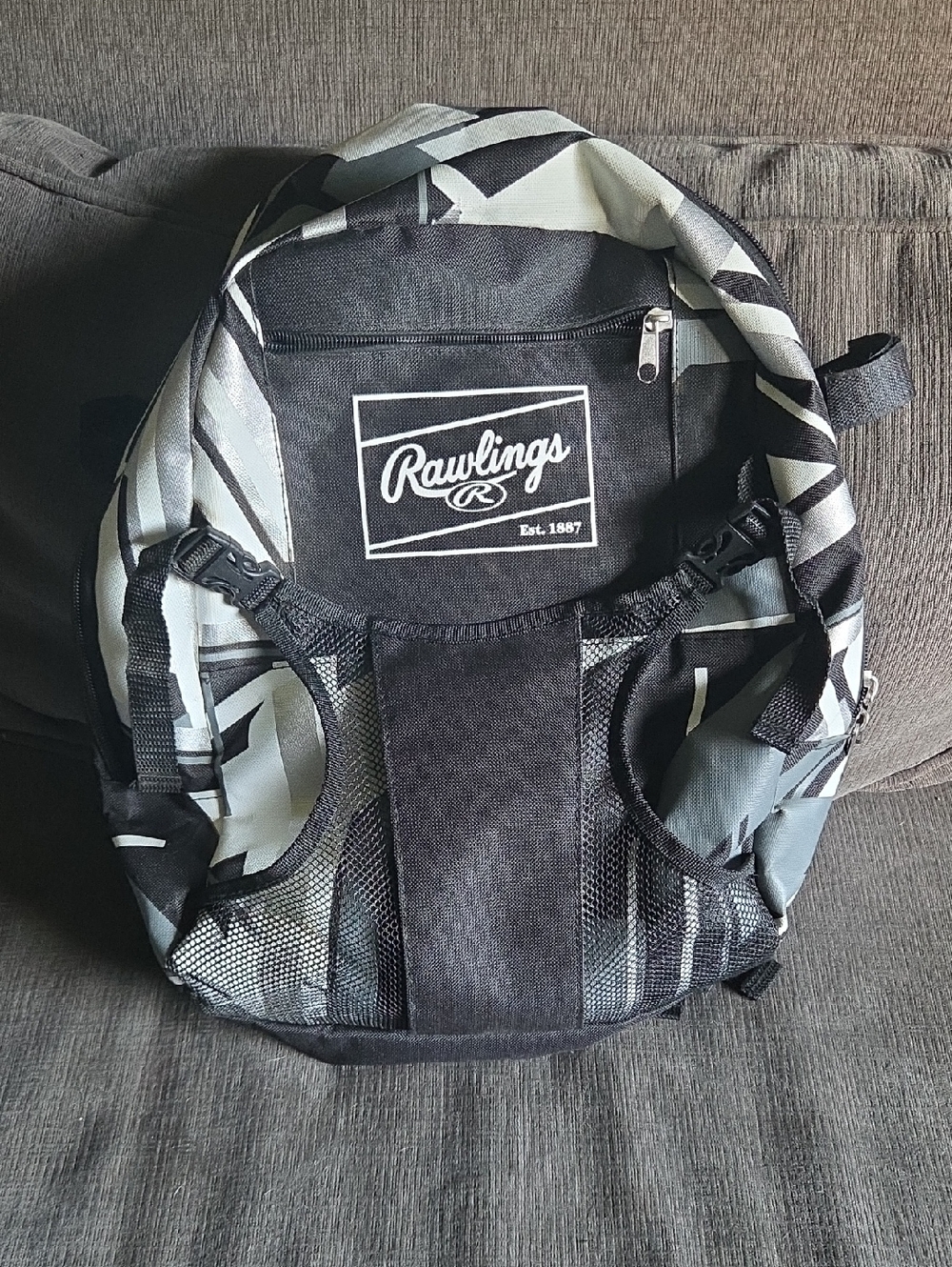 Rawlings Black and Gray Geometric Men's Backpack